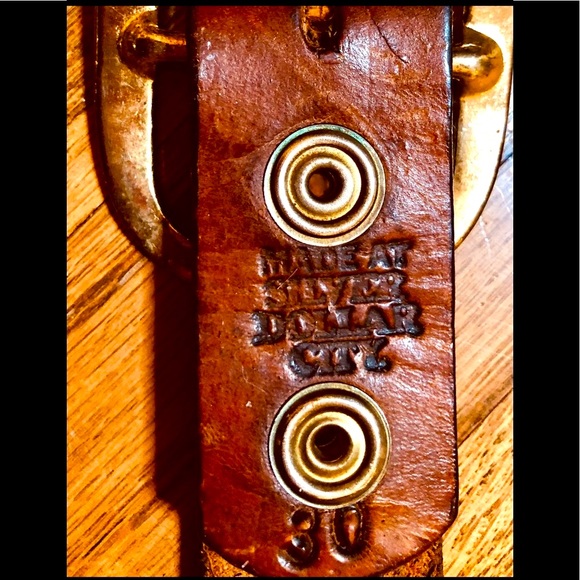 BROWN LEATHER TOOLED BELT ‘JOHN WAYNE’ SIZE 30” UNISEX VINTAGE HANDMADE HANDCRAF - Picture 5 of 11